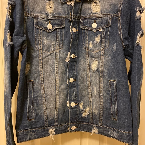 Mens Distressed Denim Jacket - Picture 4 of 7